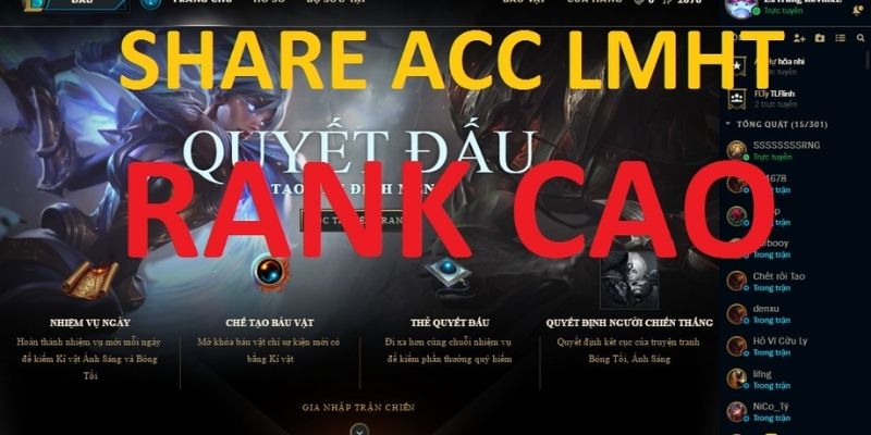 Share Acc Lien Minh Huyen Thoai Vip Rank Cao Share Acc Lien Minh Huyen Thoai Vip Rank Cao